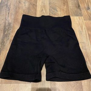 Black Ribbed Biker Shorts